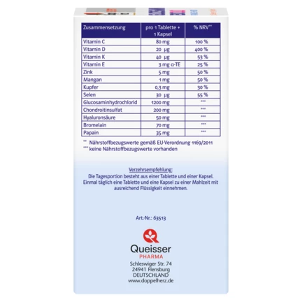 Abbildung der Produktverpackung Doppelherz system GLUCOSAMIN 1200 DUO Seitenansicht links